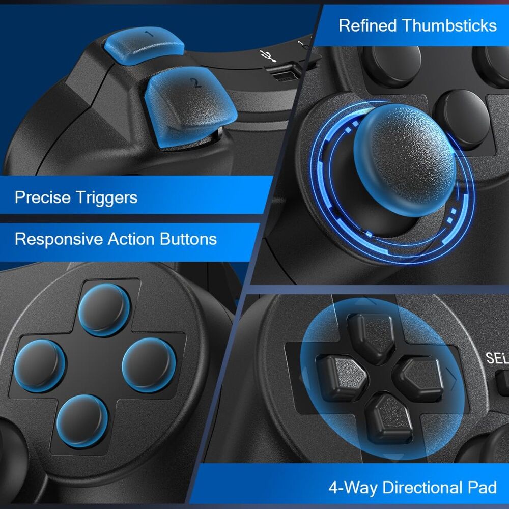 2 Pack Wireless Controller For Playstation3 with 2 Charging Cables (Black&White) - Picture 4 of 4